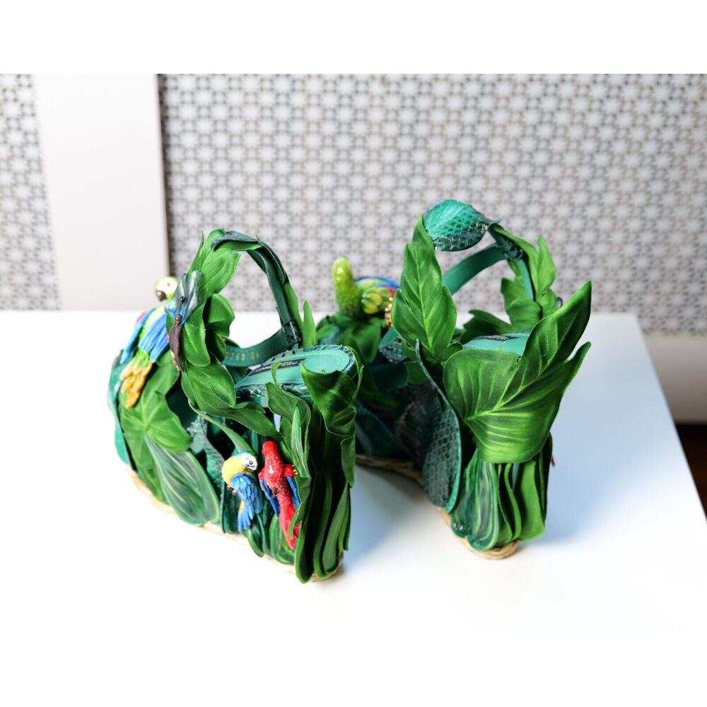 Dolce & Gabbana Jungle Parrot High Heel Wedge Sandals (IT 38, US8) RRP $6,395 - Picture 5 of 13